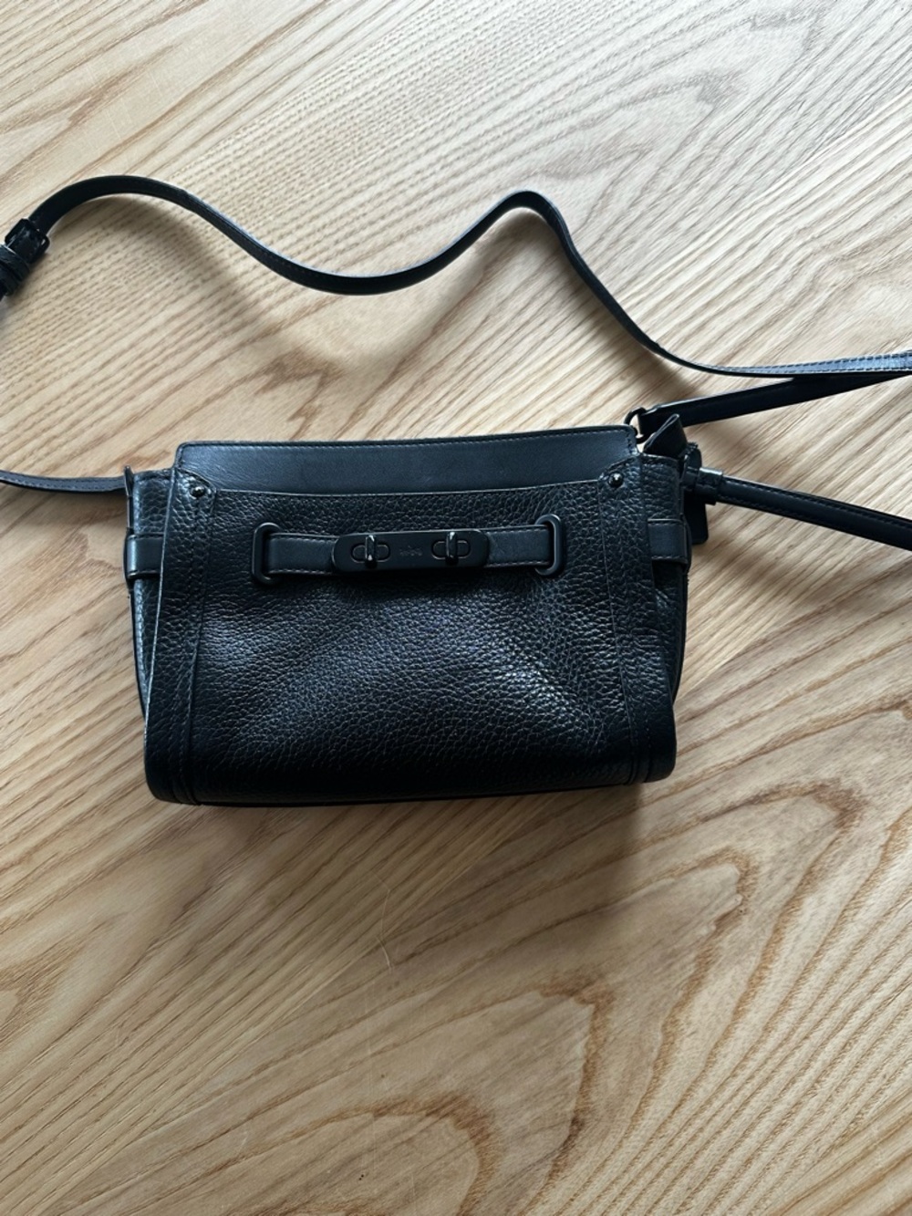 Coach Black Pebbled Leather Crossbody Wristlet